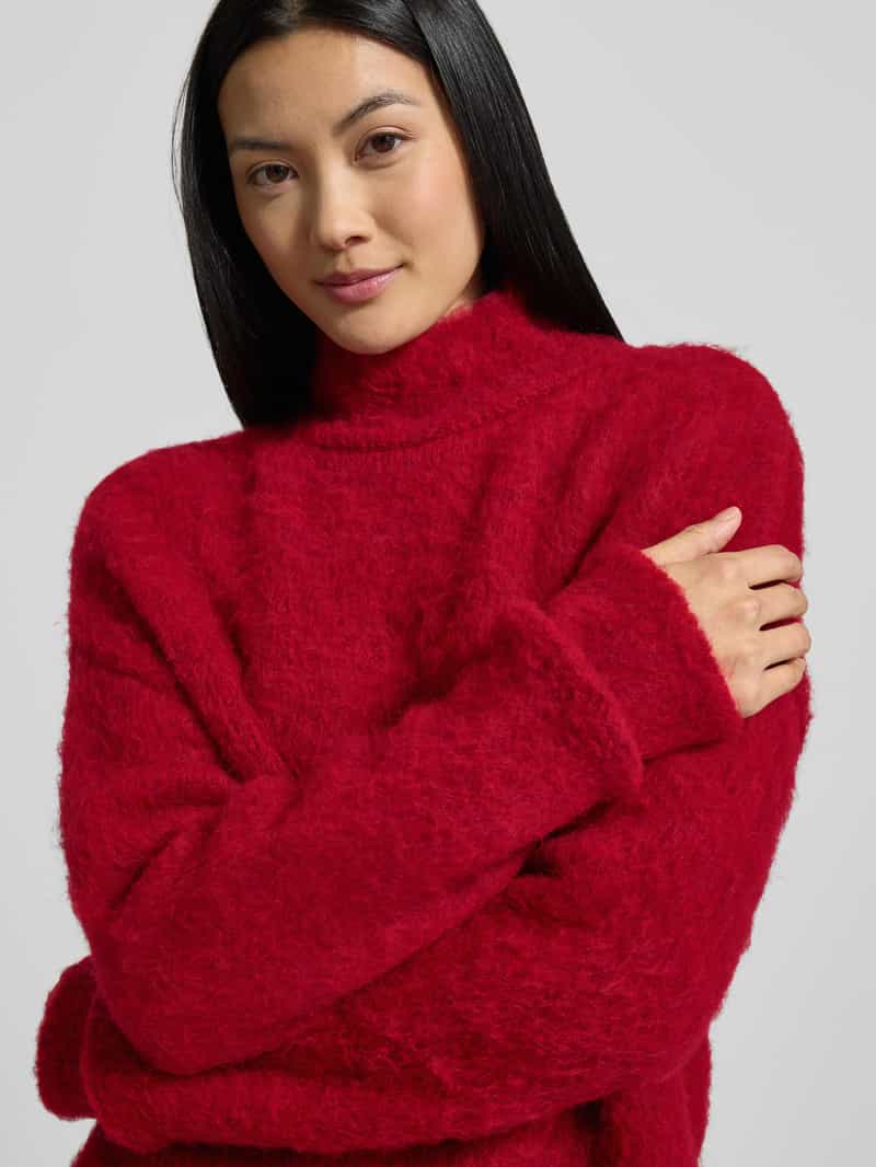 milano italy Regular fit gebreide pullover met opstaande kraag en mix van wol en mohair