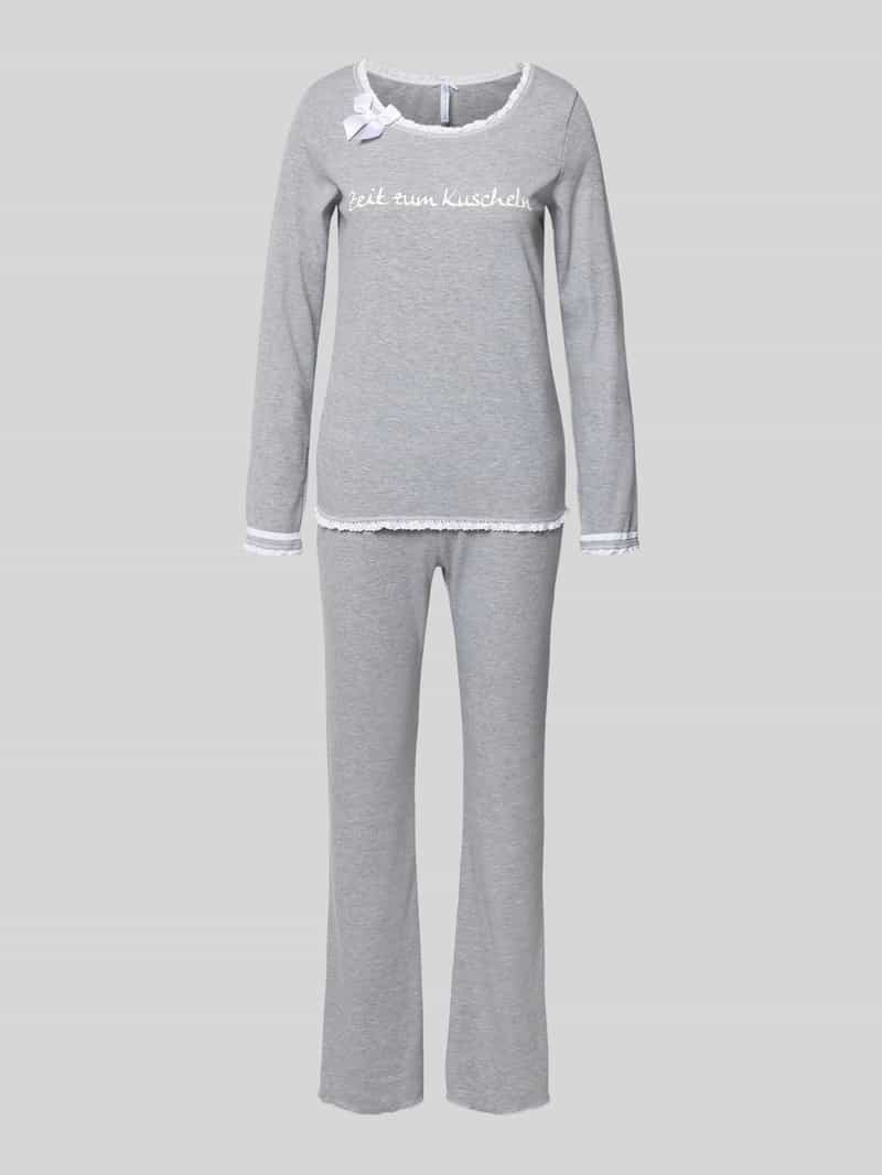 LOUIS & LOUISA Regular fit pyjama met sierstrik model 'Zeit zum Kuscheln'