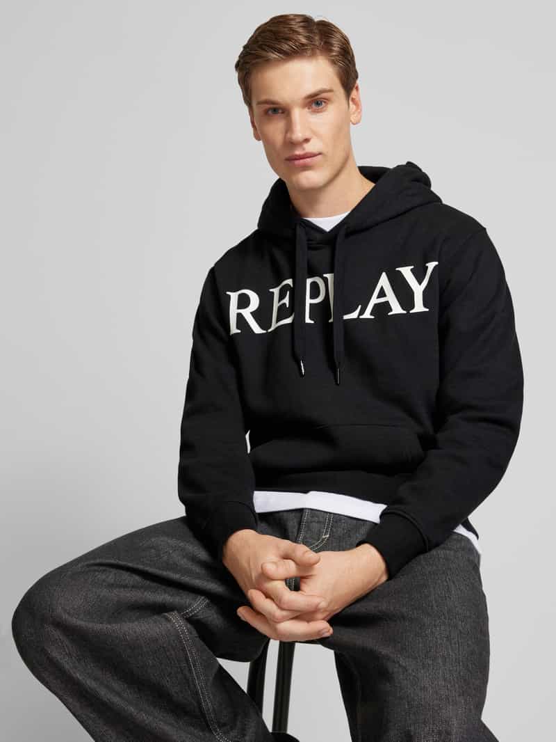Replay Hoodie met labelprint
