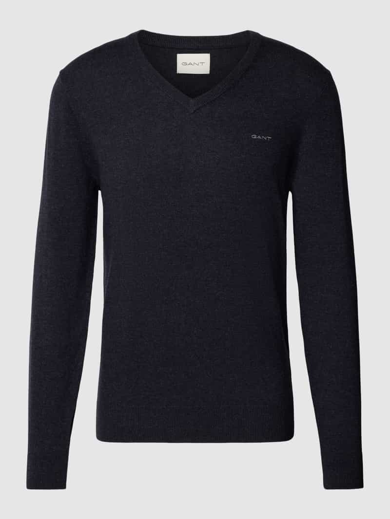 Gant Gebreide pullover van lamswolmix met V-hals