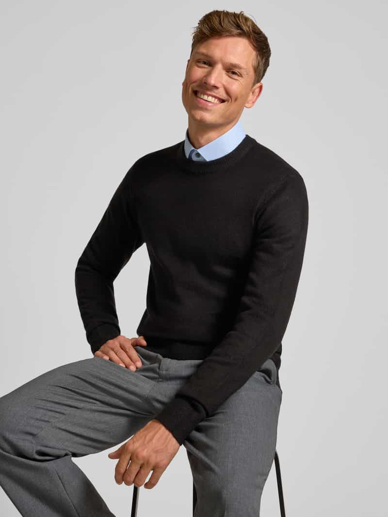 casual friday Regular fit gebreide pullover met ronde hals model 'Heine'