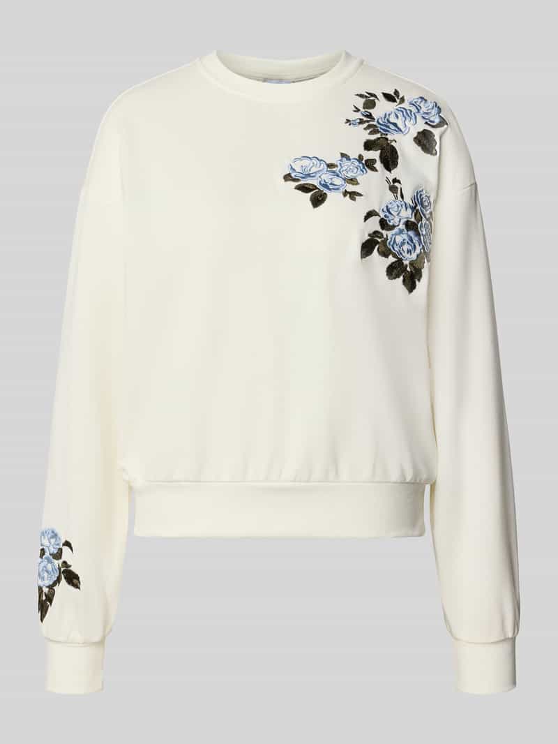 Pieces relaxed fit pullover van katoenmix model 'FLOW'