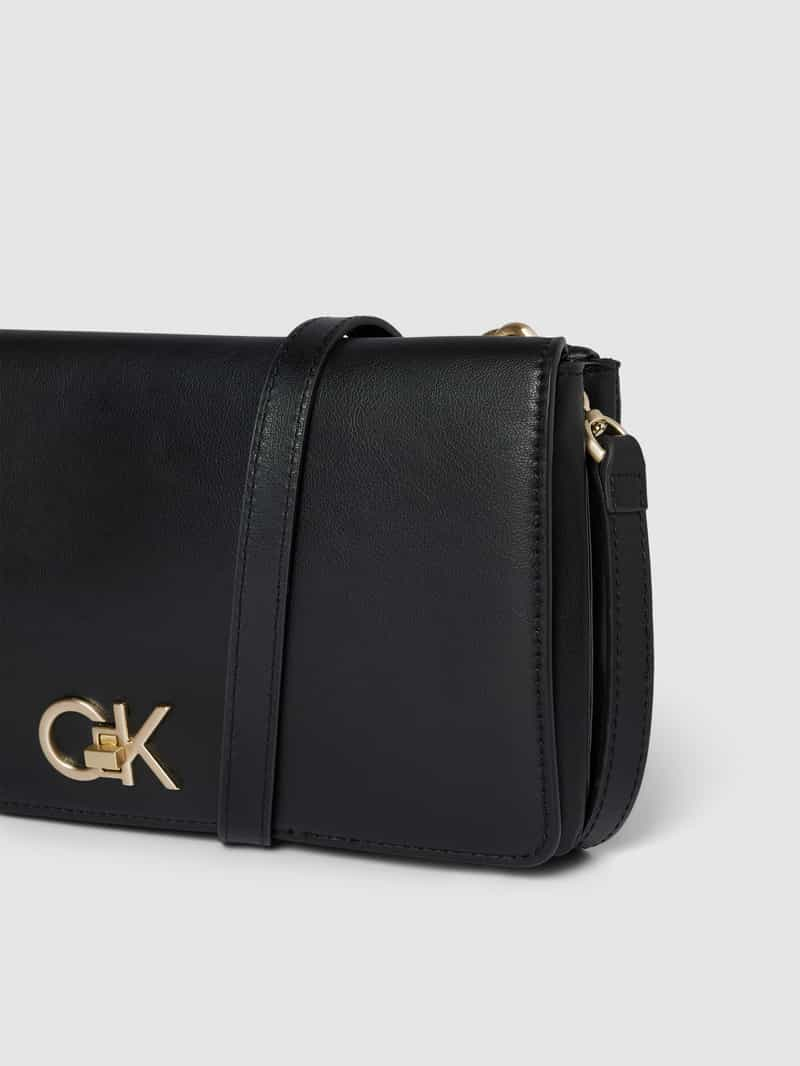 CK Calvin Klein Handtas met labelapplicatie model 'RE-LOCK DOUBLE GUSETTE'