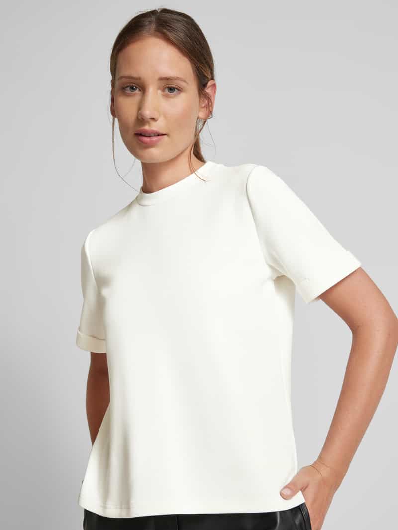 Selected Femme T-shirt met geribde ronde hals