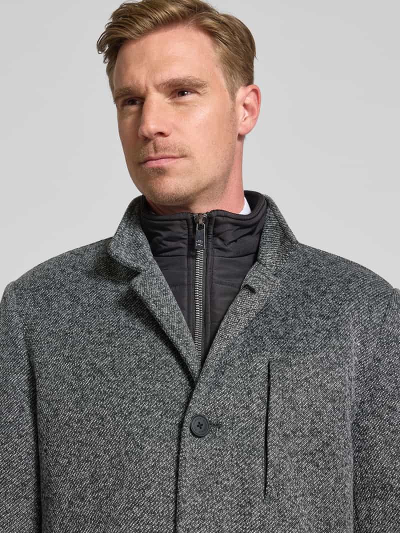 Roy Robson Lange jas met opstaande kraag model 'Salt&Pepper'