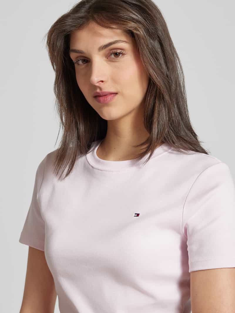 Tommy Hilfiger Slim fit T-shirt met labeldetail