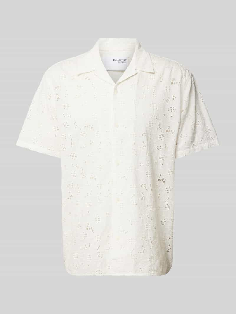 Selected Homme Vrijetijdsoverhemd met broderie anglaise model 'JAX'