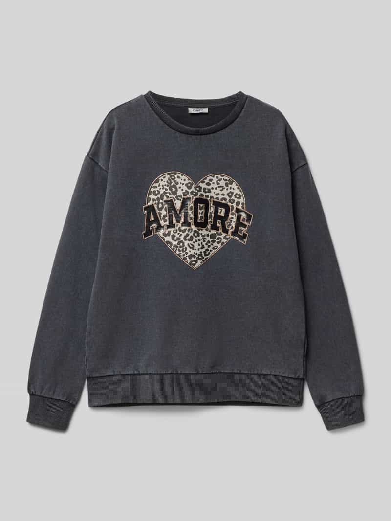 Only Regular fit sweatshirt met glitterprint model 'RUNA'