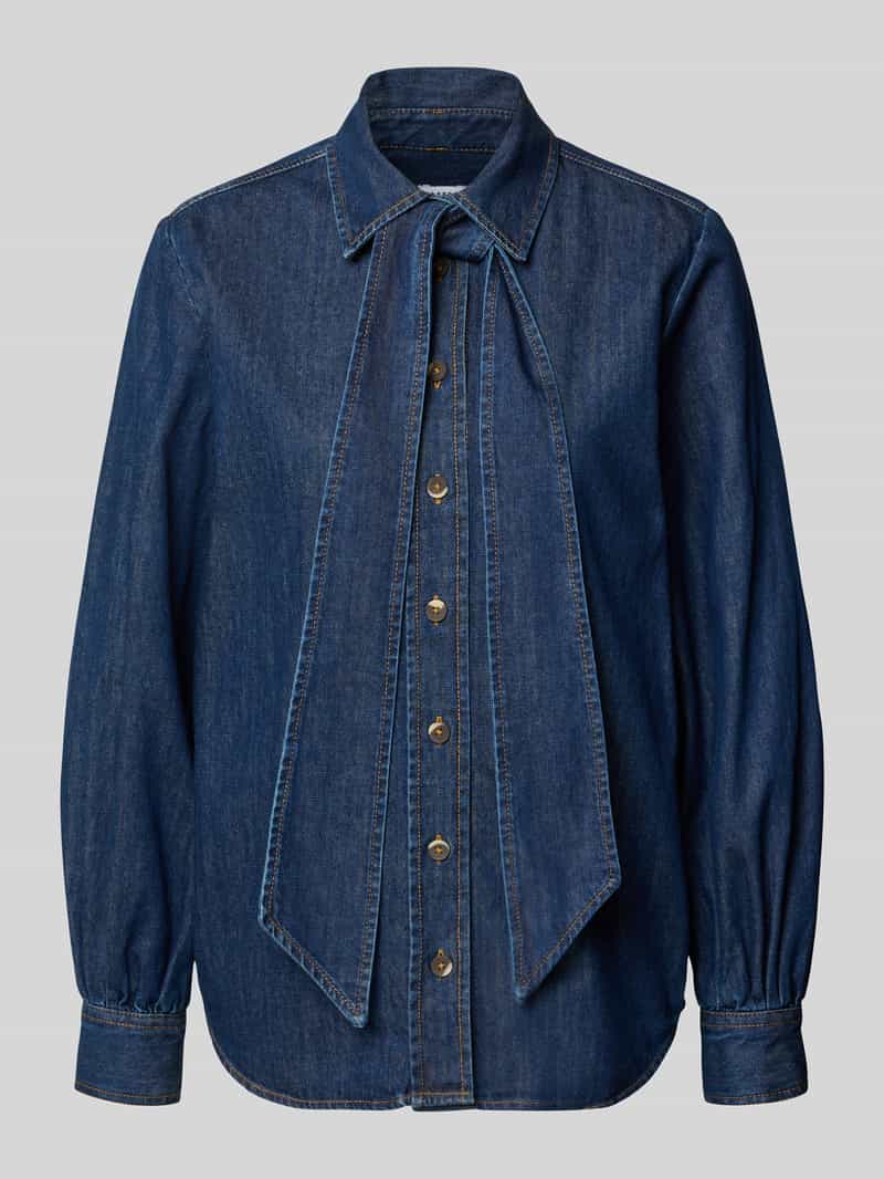 Emily Van den Bergh Regular fit overhemdblouse van puur katoen in denimlook