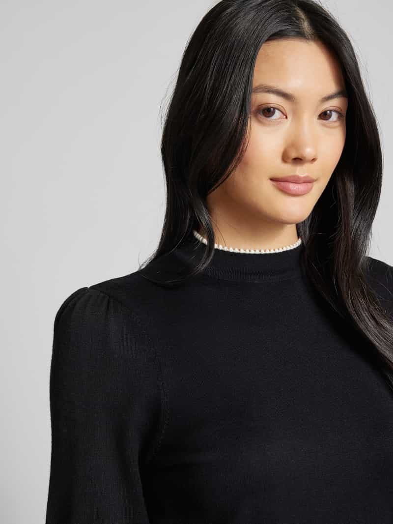 Zero Regular fit gebreide pullover van viscosemix met opstaande kraag