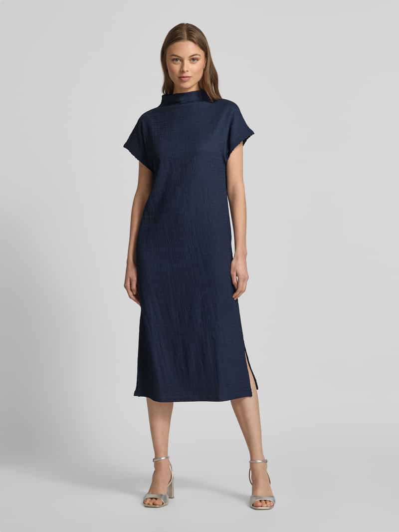 Tom Tailor Soepele midi-jurk met opstaande kraag donkerblauw, foto 3