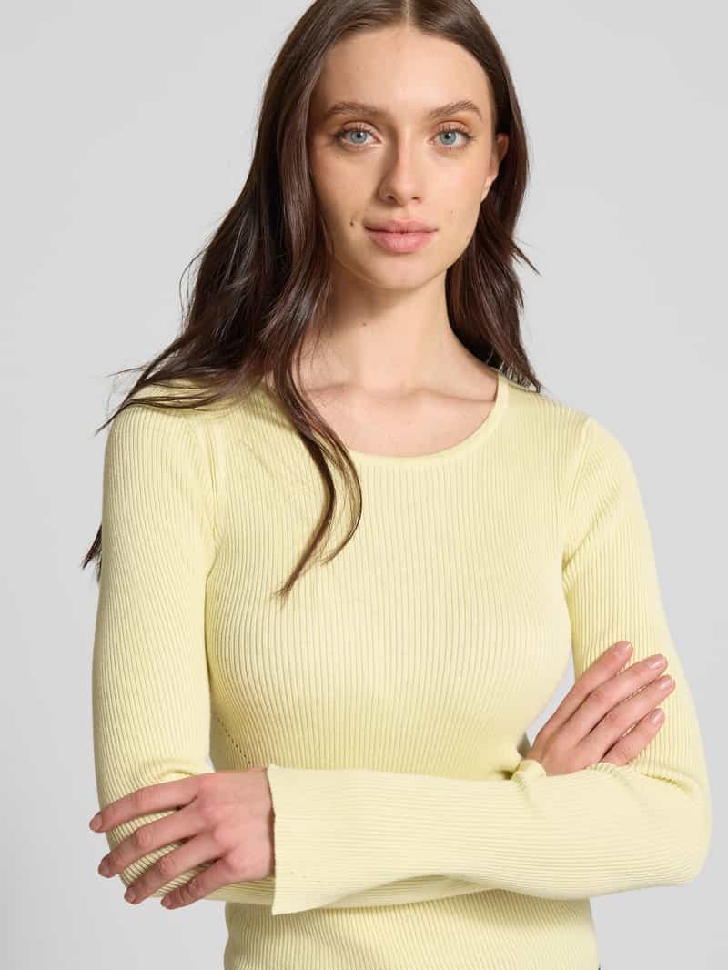 moves Shirt met lange mouwen in riblook met ronde hals model 'Twisti'