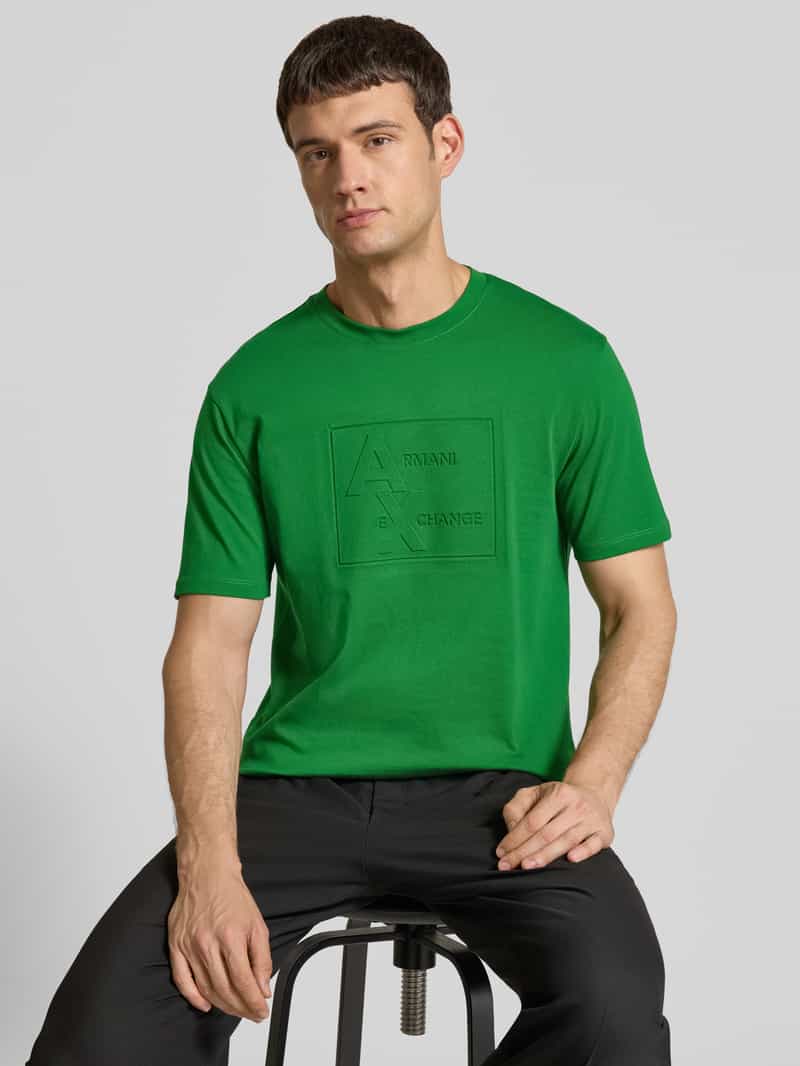 Armani Exchange T-shirt met geribde ronde hals