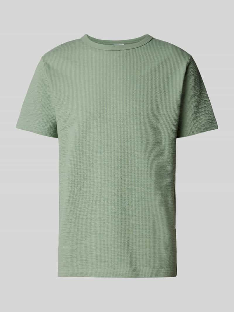 Selected Homme T-shirt met geribde ronde hals, model 'SANDER'