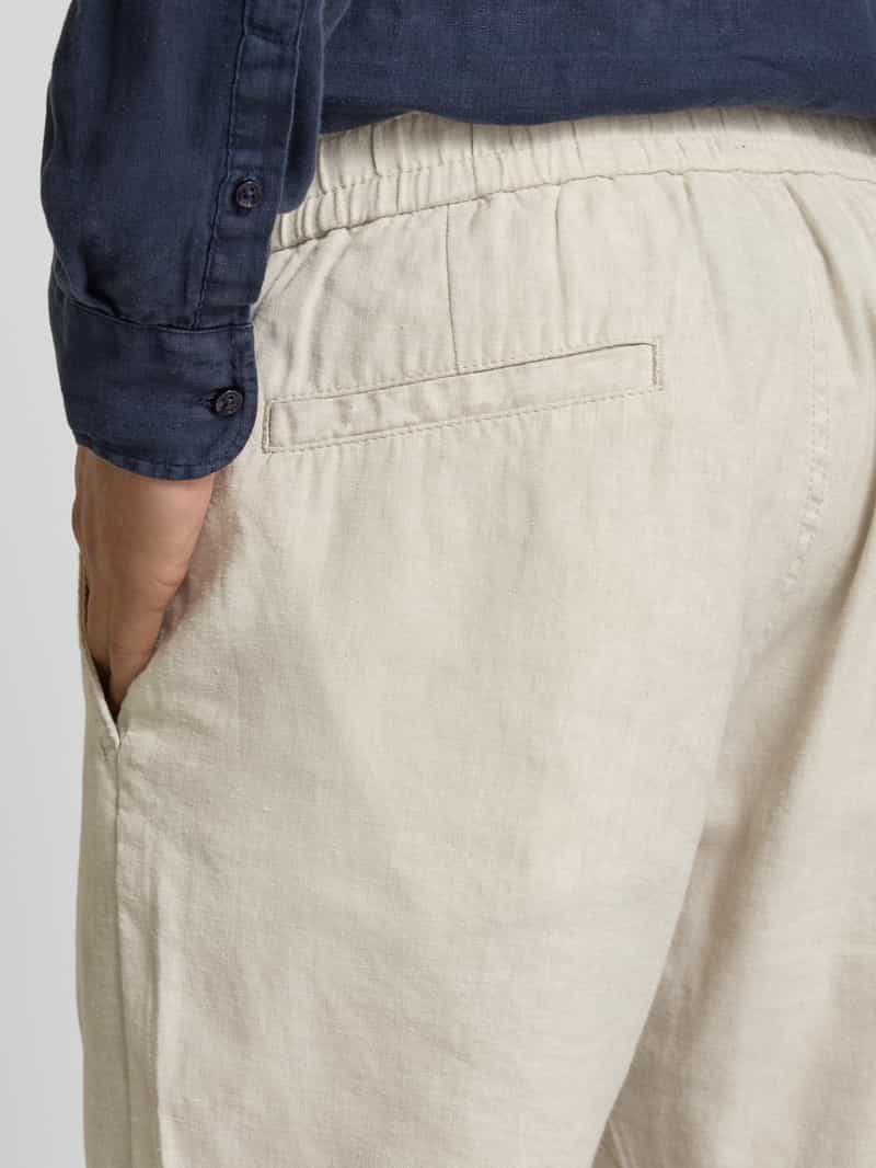Boss Orange Straight fit linnen broek met elastische band model 'Sanderson'