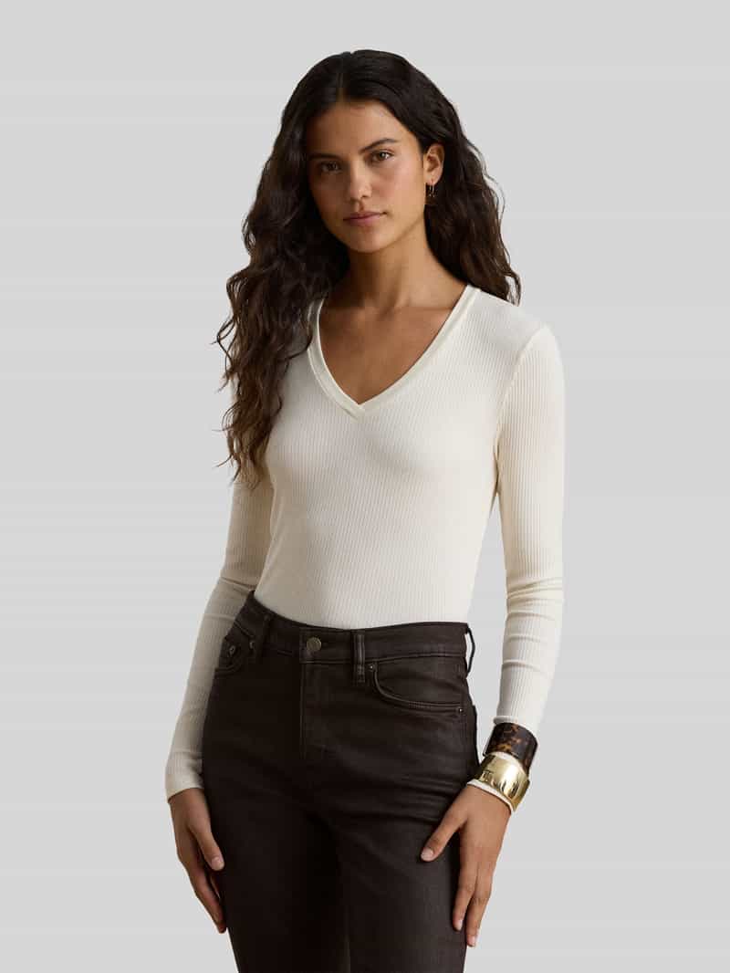 Lauren Ralph Lauren Slim fit shirt met lange mouwen van mix van katoen en modal