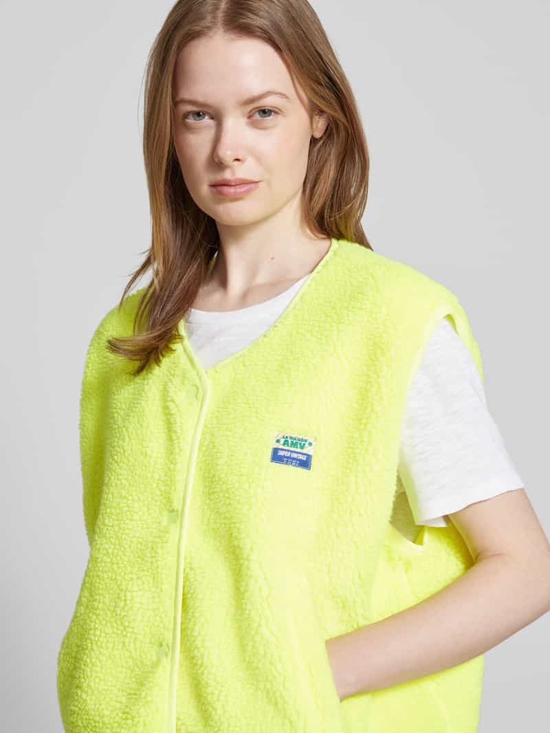 American vintage Gilet van fleece met labelpatch model 'HOKTOWN'