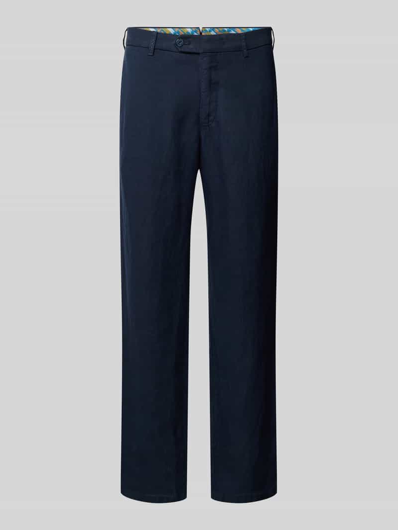 Mmx Regular fit linnen broek met riemlussen model 'LYNX'
