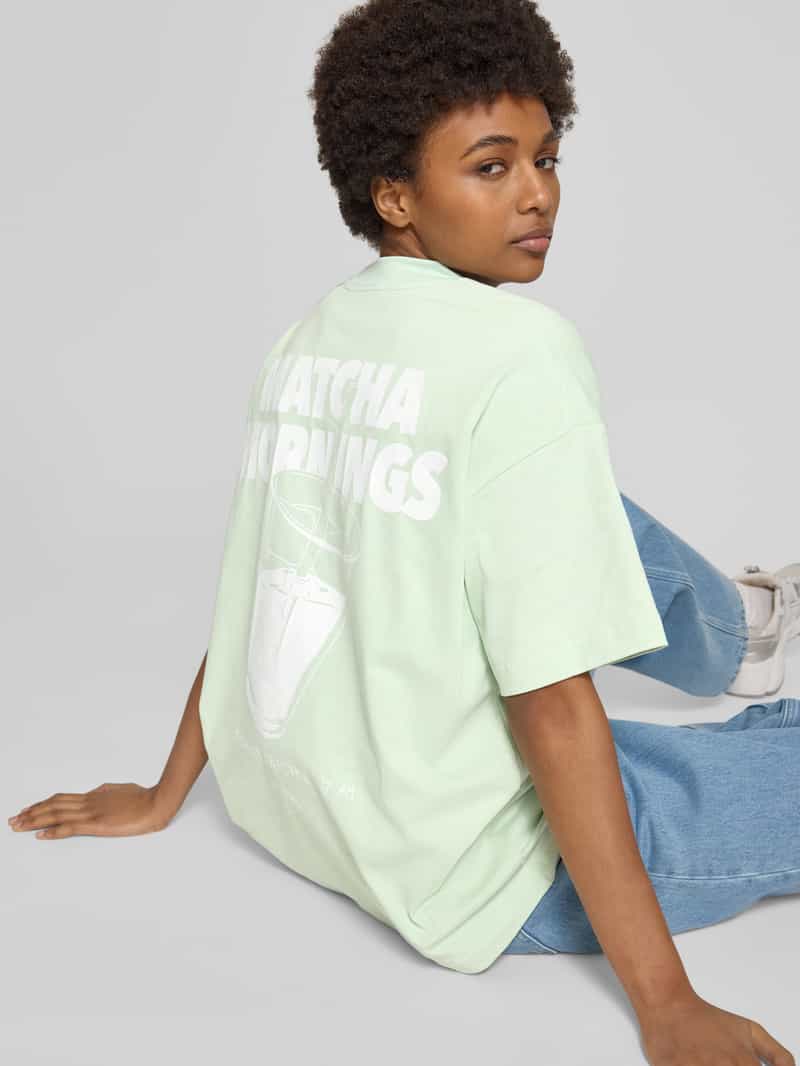 ANOTHER COTTON LAB Oversized T-shirt met labelprint model 'Matcha'