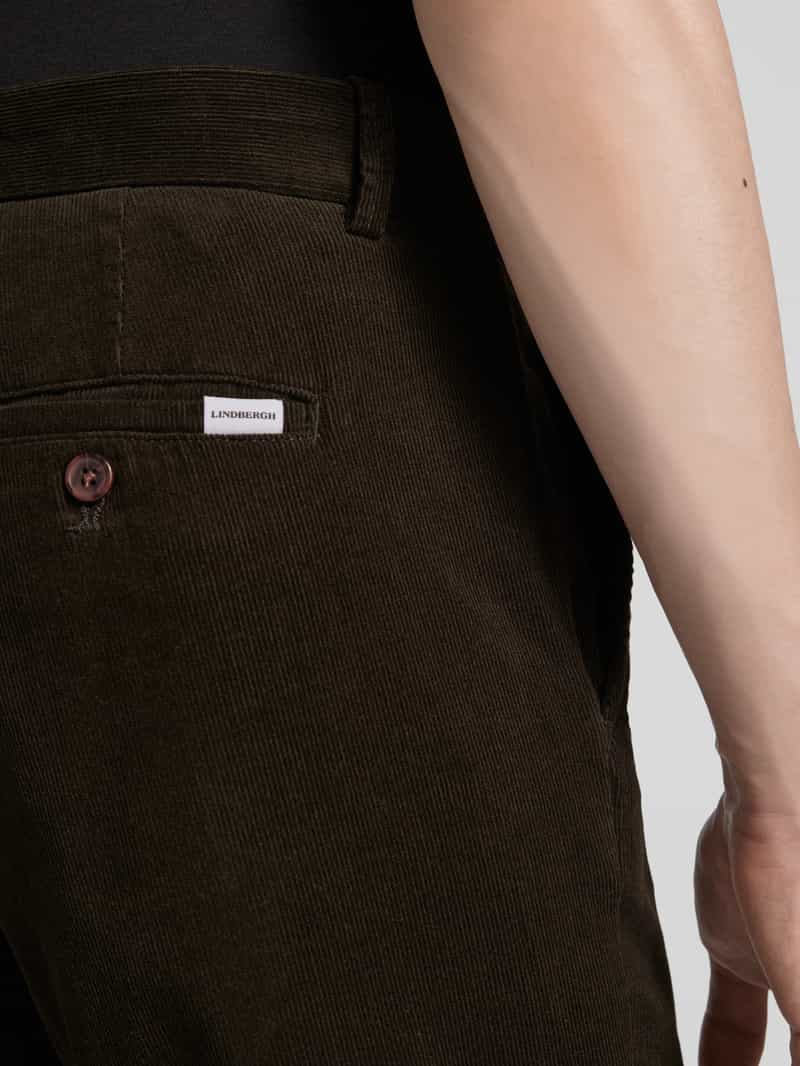 lindbergh Regular fit corduroy broek met riemlussen