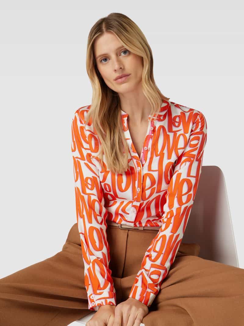 Emily Van den Bergh Overhemdblouse van viscose met opstaande kraag