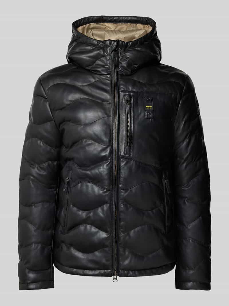 Blauer Usa Leren jack met labelpatch model 'DROHAN'
