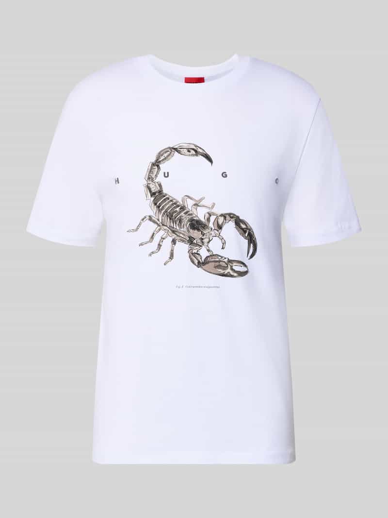 HUGO Regular Fit T-Shirt aus reiner Baumwolle Modell 'DISCORB' in Weiss, Größe S 2028172S