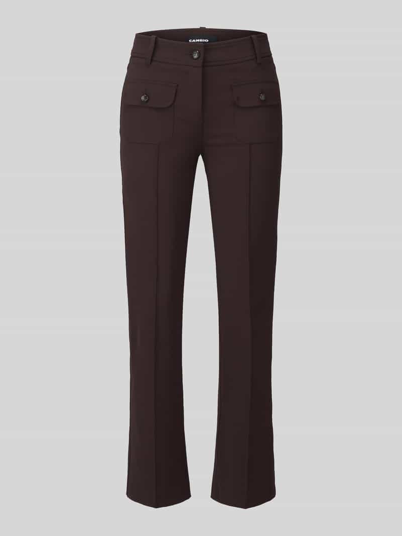 CAMBIO Slim Fit Schmale Hose mit aufgesetzten Taschen Modell 'FARAH' in Dunkelbraun, Größe 42 211247542