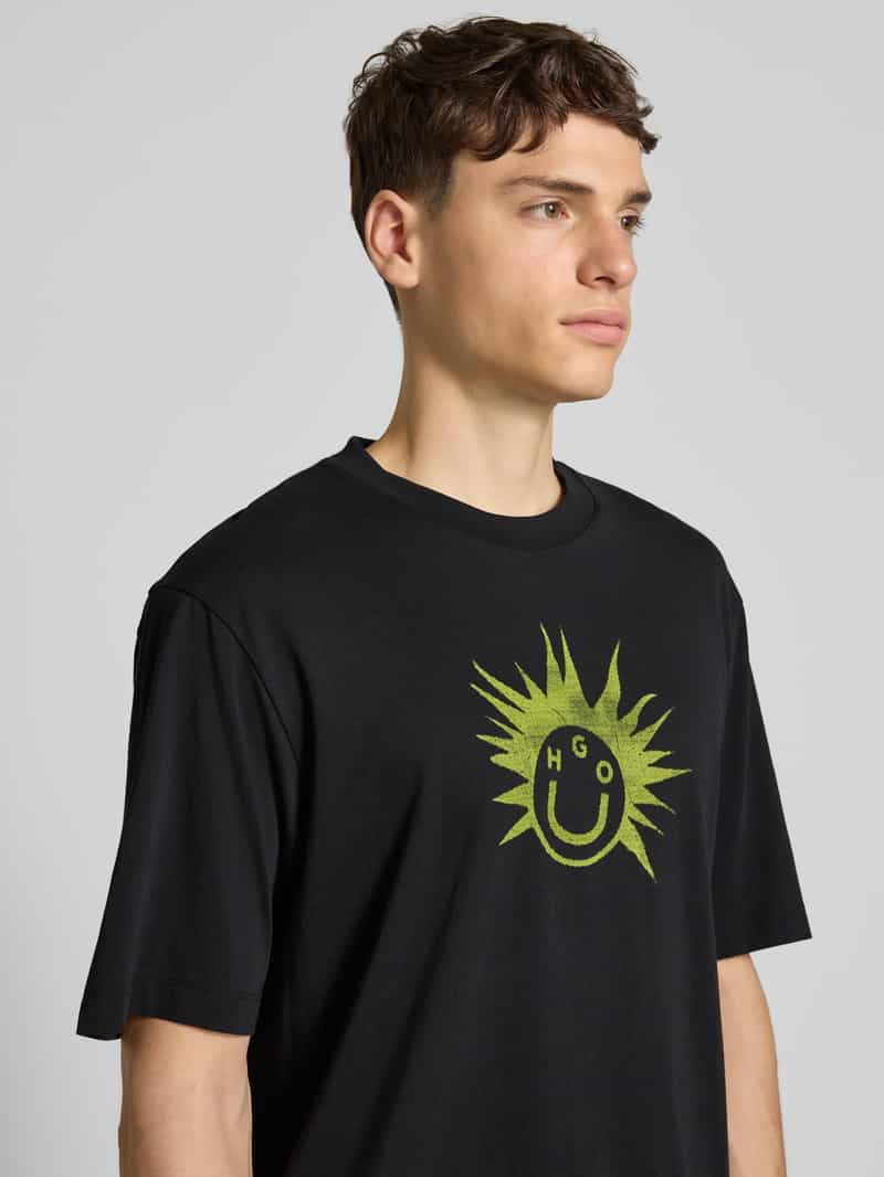 Hugo Blue Regular fit T-shirt van puur katoen