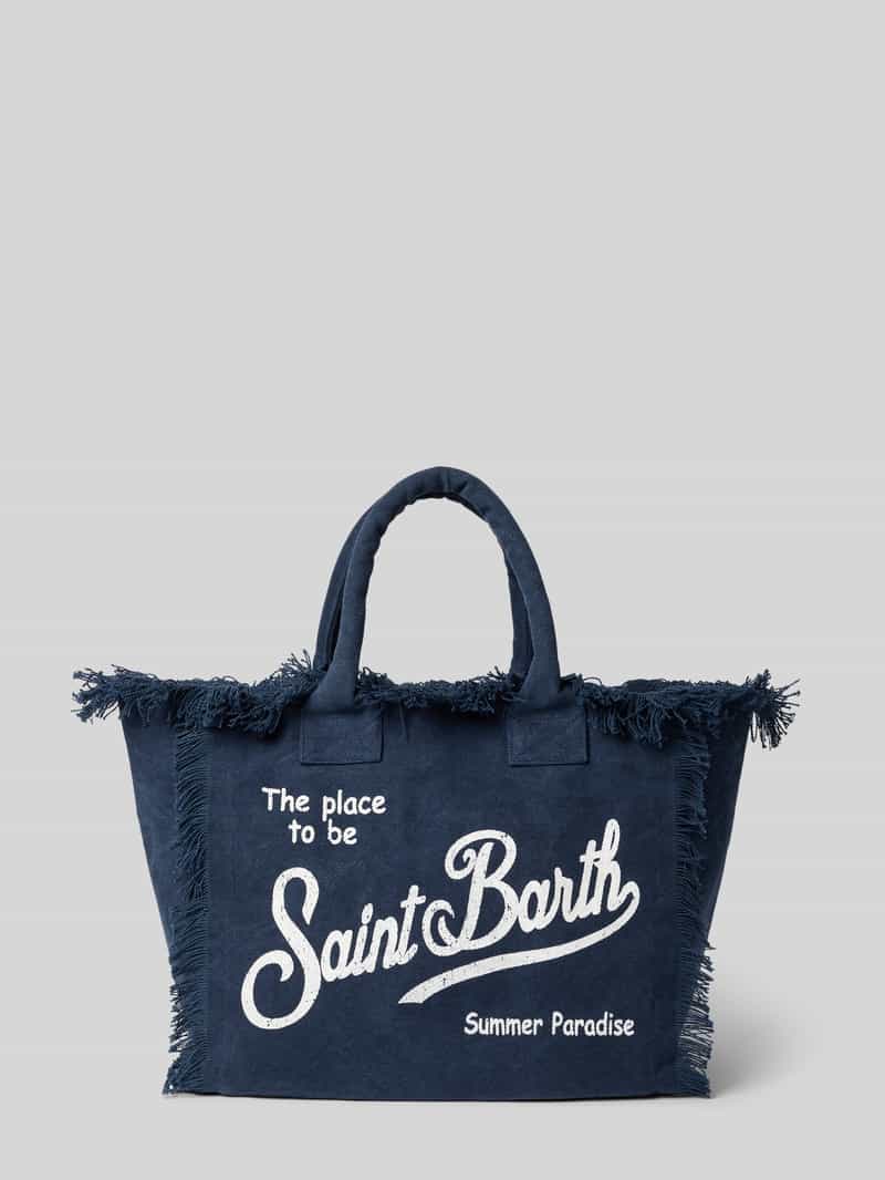 shopper met labelprint en franjes model 'VANITY'