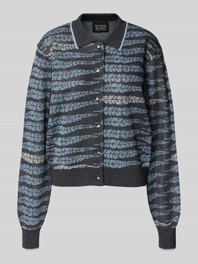 Scotch & Soda Gebreid jack van viscosemix met platte kraag en knoopsluiting
