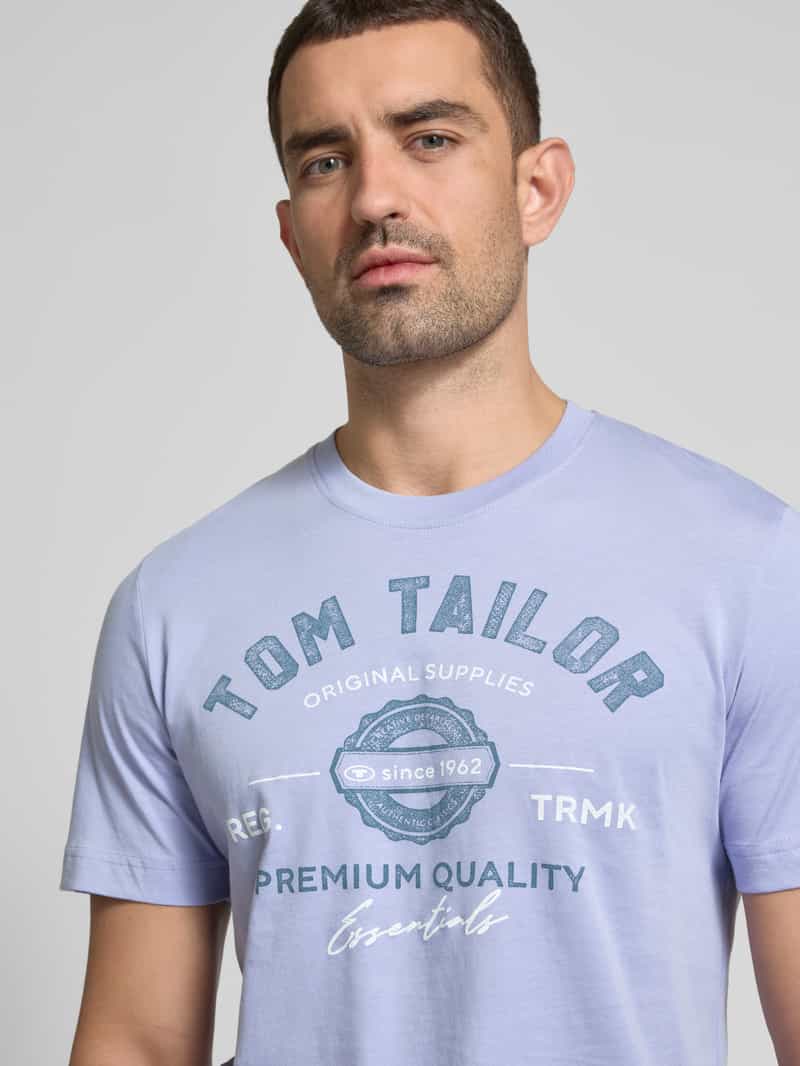 Tom Tailor Regular fit T-shirt van puur katoen met labelprint