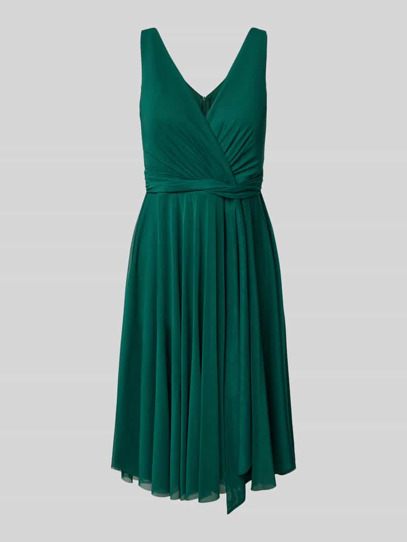TROYDEN COLLECTION Knielange cocktailjurk in wikkellook