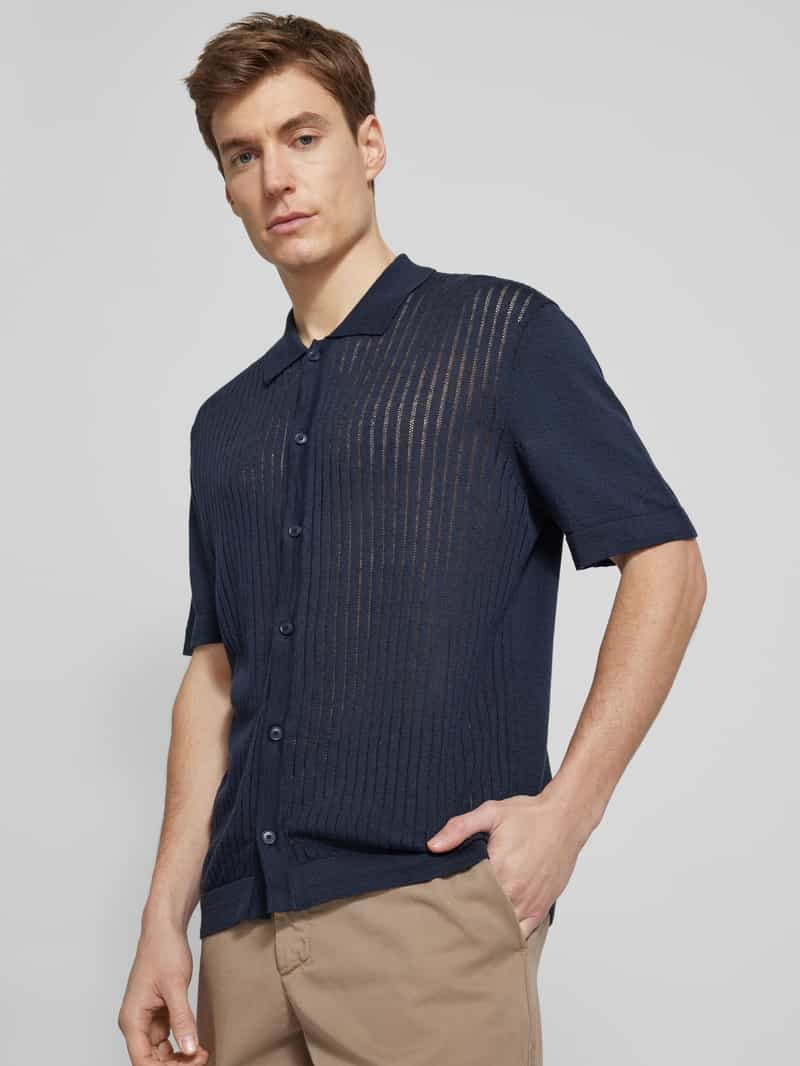 Boss Orange Regular fit linnen overhemd met polokraag model 'Kamicino'