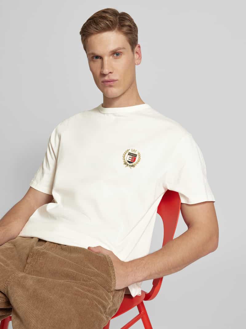 Tommy Jeans T-shirt met labelstitching en ronde hals