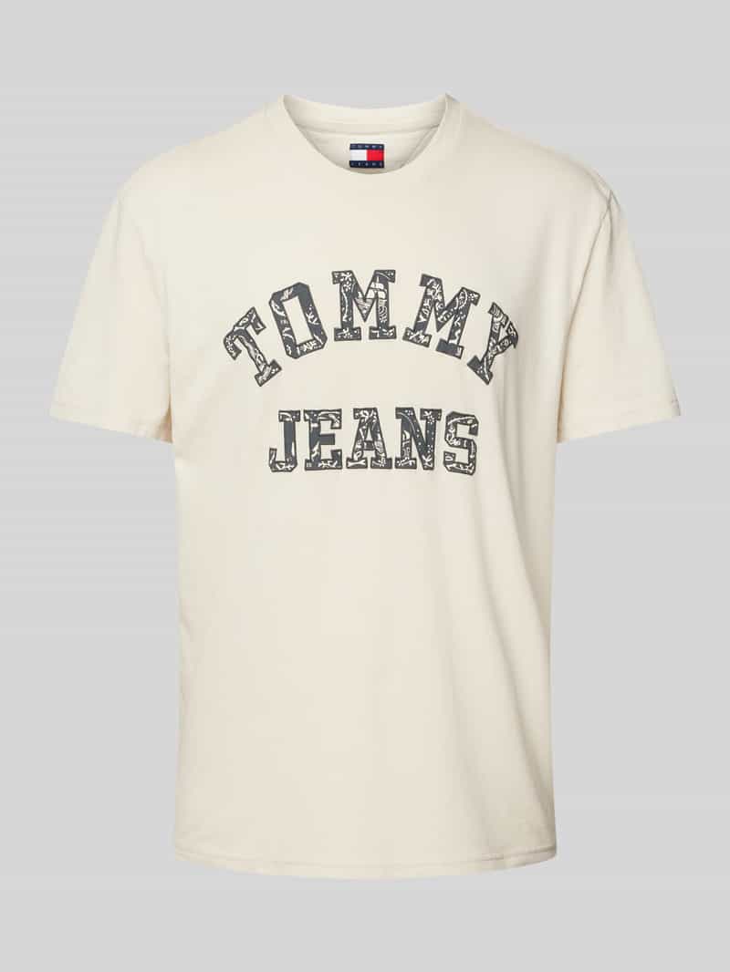 Tommy Jeans Regular fit T-shirt van puur katoen met labelprint met motief