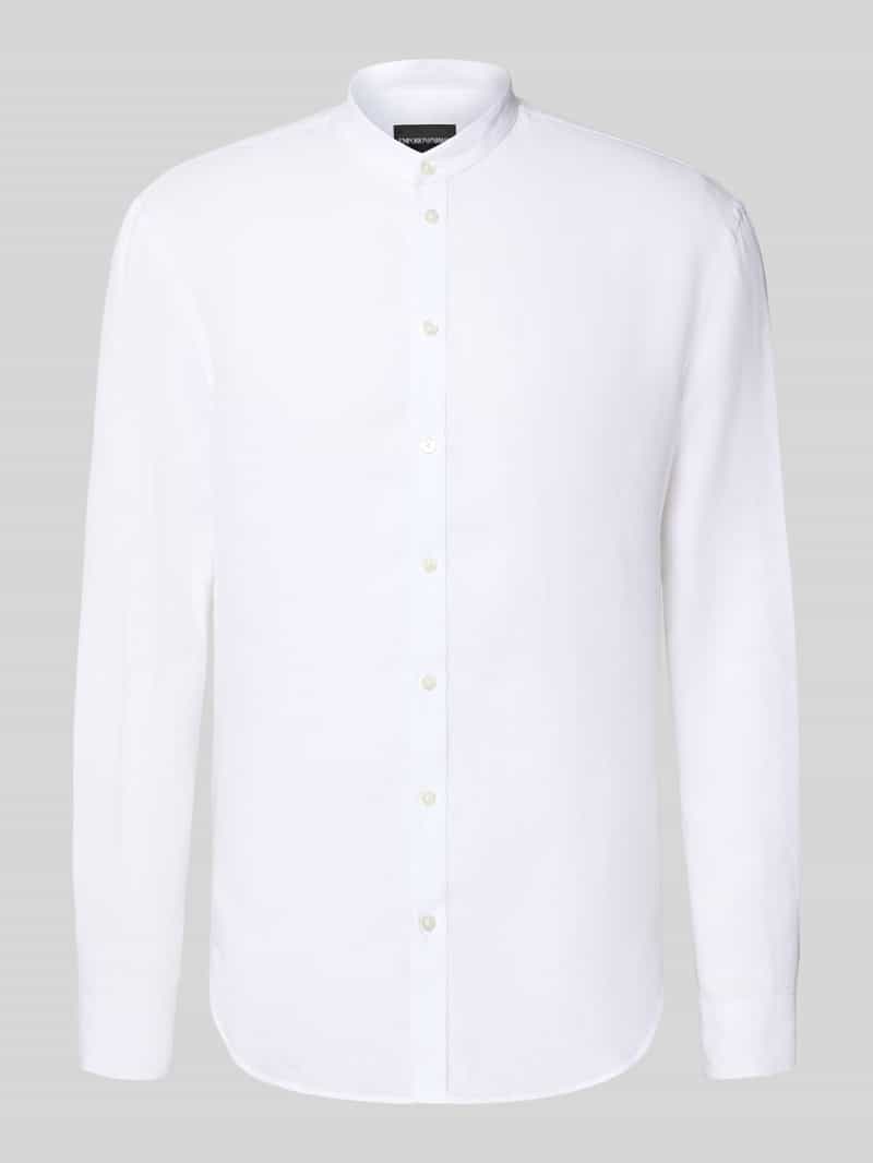 Emporio Armani Herren Regular Fit Freizeithemd Im Langärmeligen Design In Weiss Größe Mittel