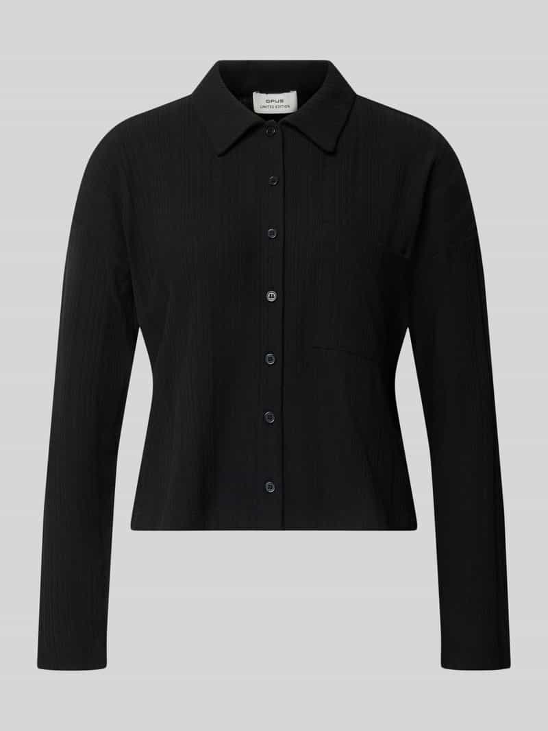 Opus Kort shirt met lange mouwen met borstzak model 'Sawoni'