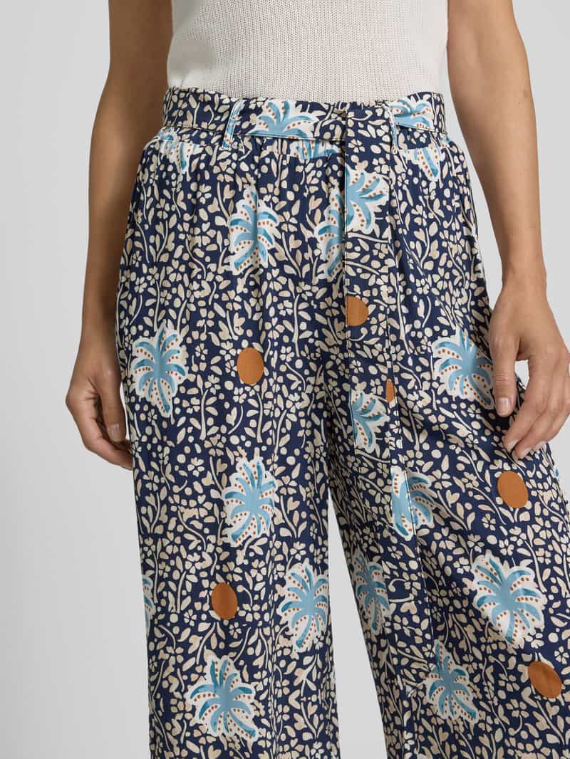 MORE & MORE Stoffen broek van viscose met strikceintuur