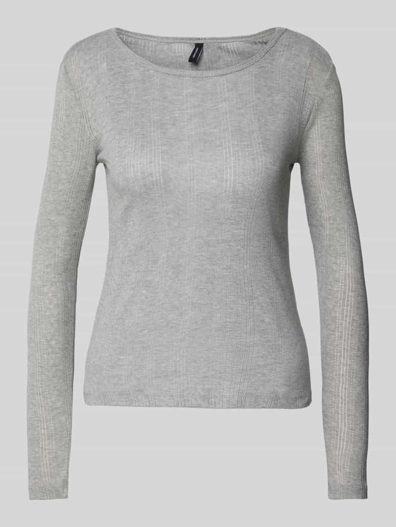 Vero Moda Slim fit shirt met lange mouwen en fijn ajourpatroon