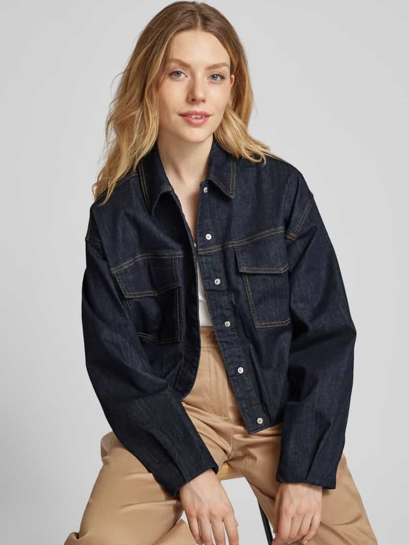 Opus Jeansjack met platte kraag model 'Jokana'