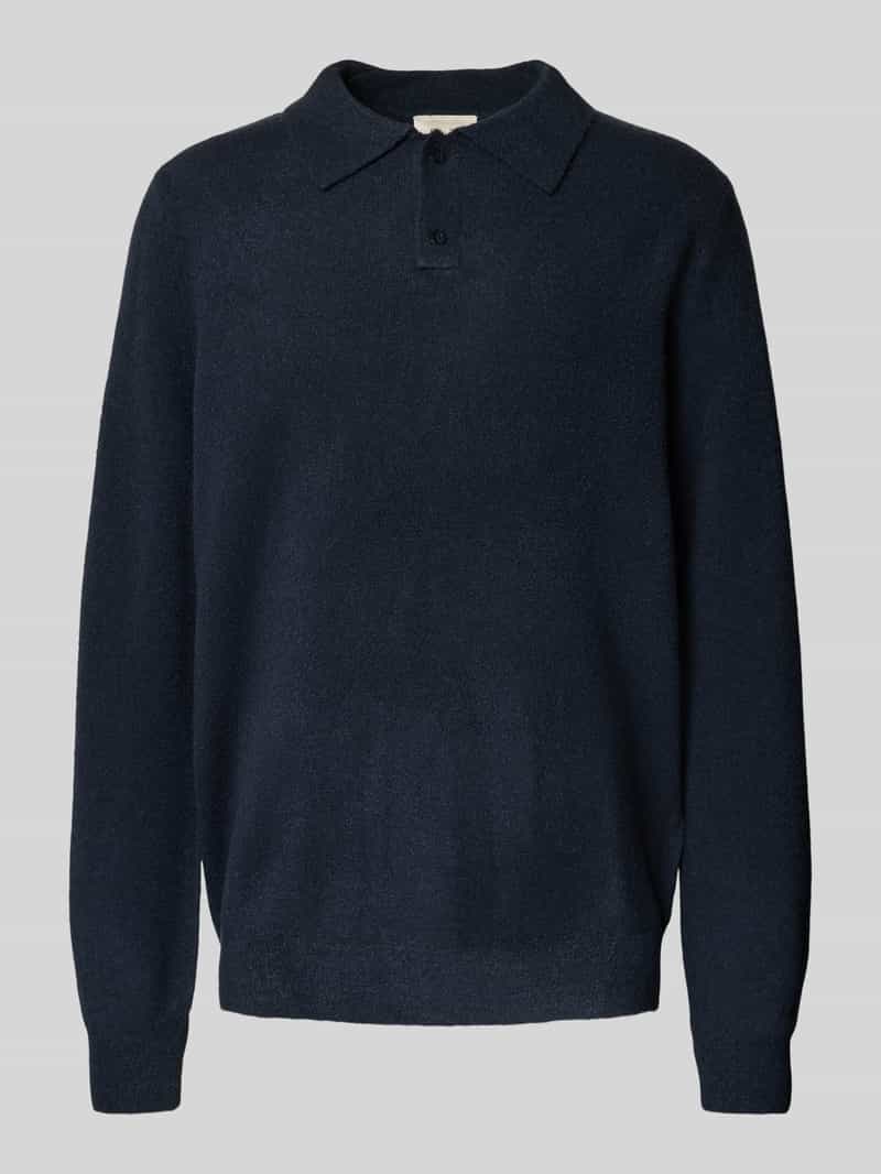 Forét Regular fit poloshirt van wolmix met knoopssluiting