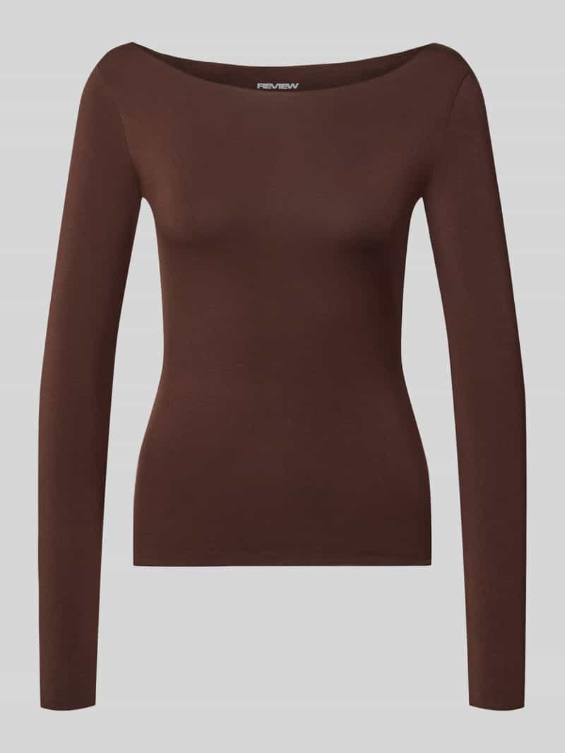 Slim fit shirt met lange mouwen boothals