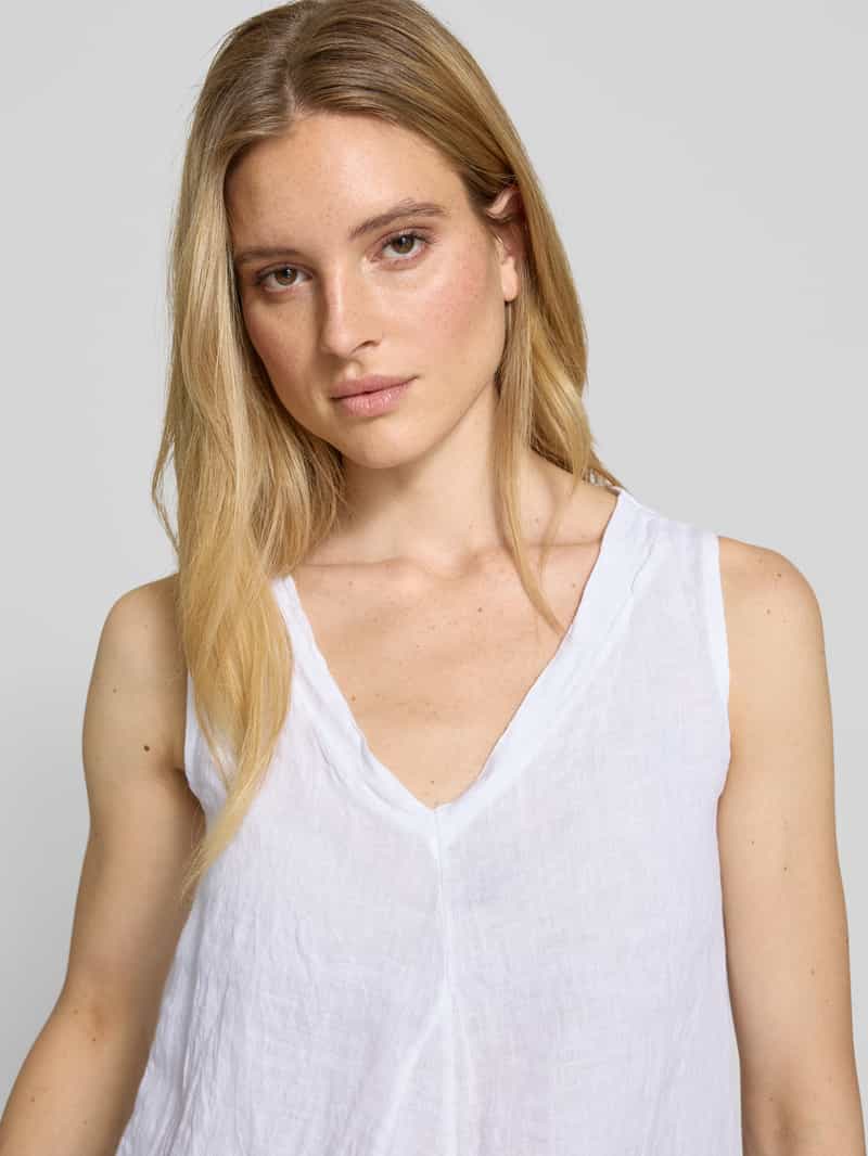 ZABAIONE Regular fit linnen blousetop met V-hals model 'Lu44cia'