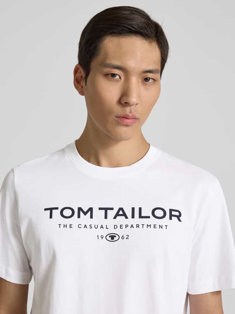 Tom Tailor Regular fit T-shirt van puur katoen met labelprint