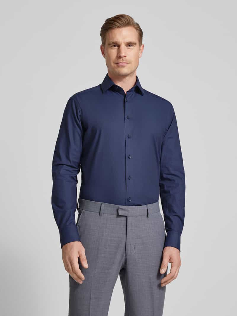 Olymp modern fit zakelijk overhemd van katoenmix marine, foto 4