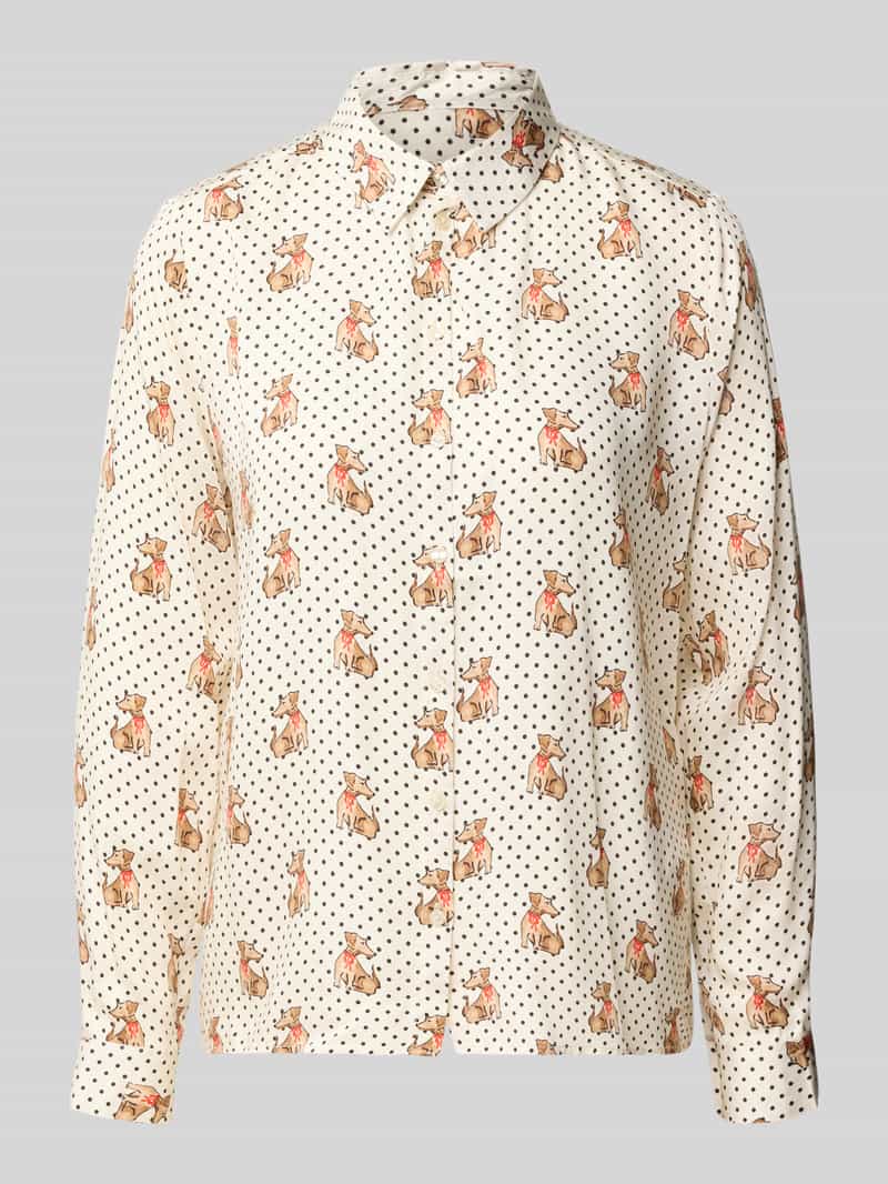 Milano italy Regular fit blouse van viscose in all-over look