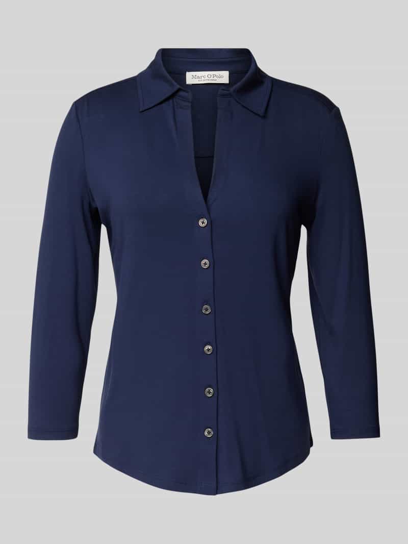 Marc O'Polo Regular fit shirt met 3 4-mouwen en flapkraag