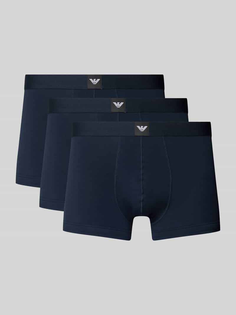 Emporio Armani Trunks mit elastischem Logo-Bund im 3er-Pack in Dunkelblau, Größe S 2073764S