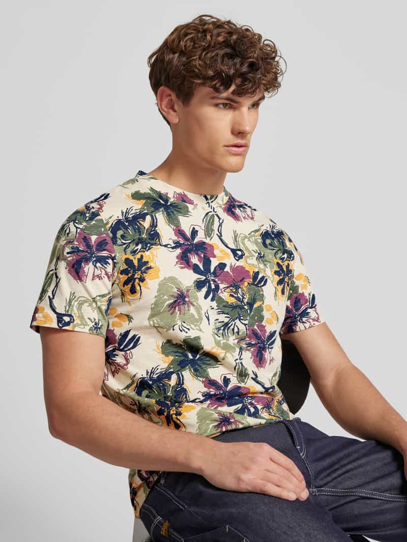 Blend T-shirt met geribde ronde hals model 'JEMO'